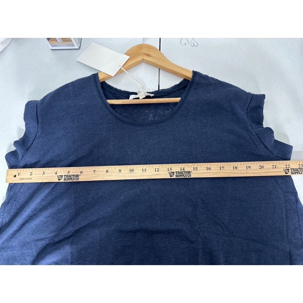 Tulip B  Womens Navy Blue Linen Blend High-Low Pleated Back Top S - Picture 9 of 11